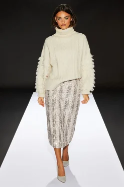 Runway 1.8.1.8 Wool Blend Shaggy Sleeve Cable Knit Jumper