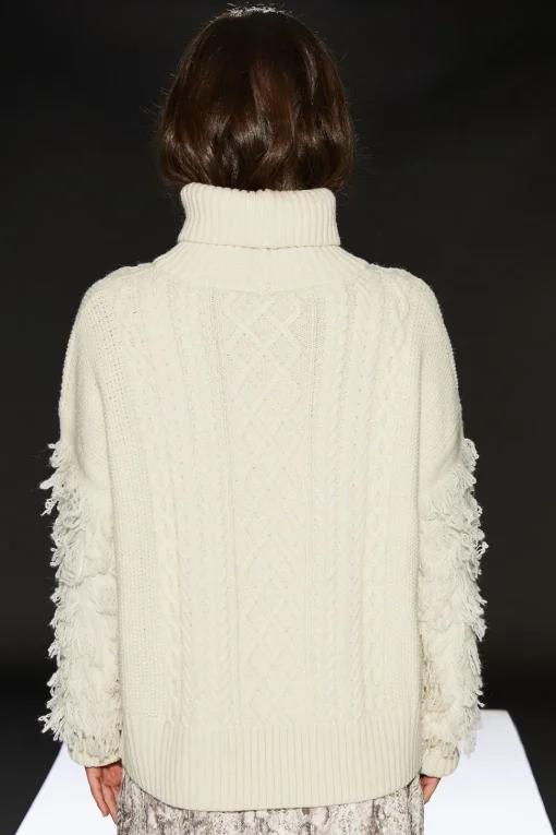 Runway 1.8.1.8 Wool Blend Shaggy Sleeve Cable Knit Jumper