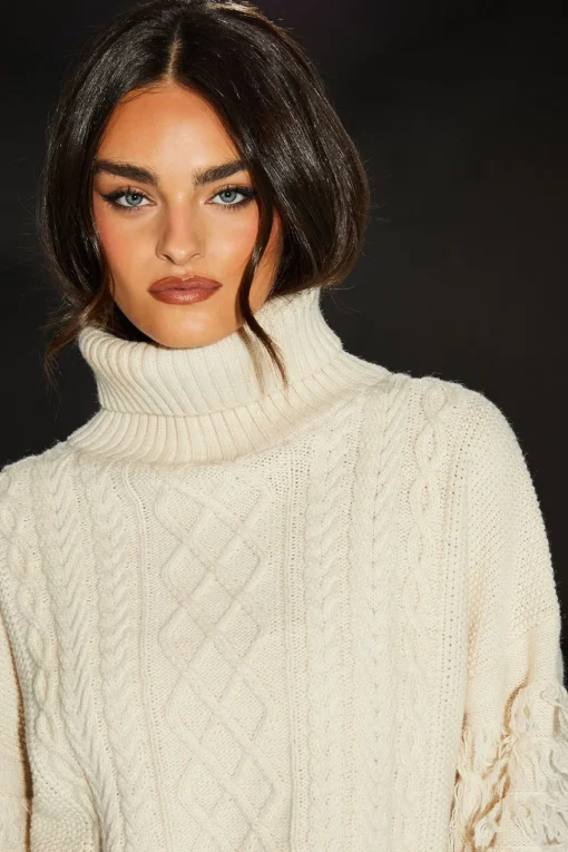Runway 1.8.1.8 Wool Blend Shaggy Sleeve Cable Knit Jumper