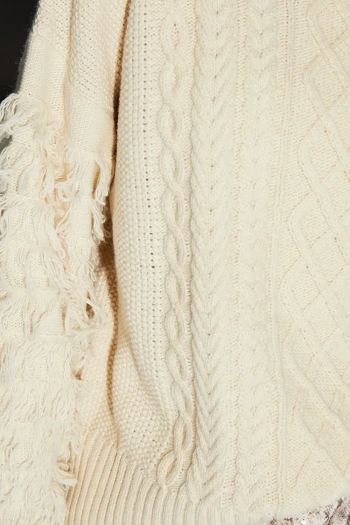 Runway 1.8.1.8 Wool Blend Shaggy Sleeve Cable Knit Jumper
