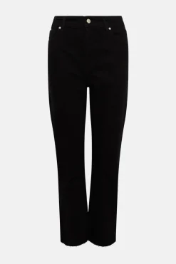 94s Denim Stretch Straight Leg Raw Hem Jeans