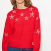 Sabrina Embellished Star Jumper Red