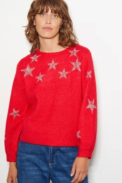 Sabrina Embellished Star Jumper Red