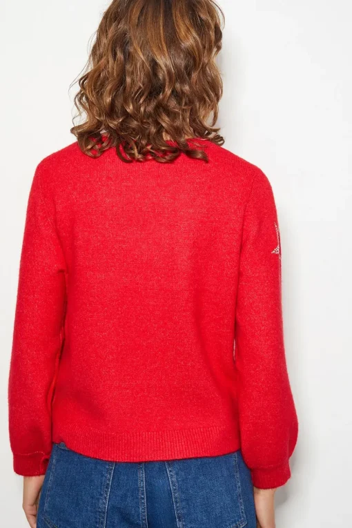 Sabrina Embellished Star Jumper Red
