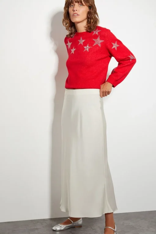 Sabrina Embellished Star Jumper Red