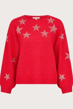Sabrina Embellished Star Jumper Red