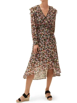 Sadie Floral Chiffon Ruffle Dress-Floral
