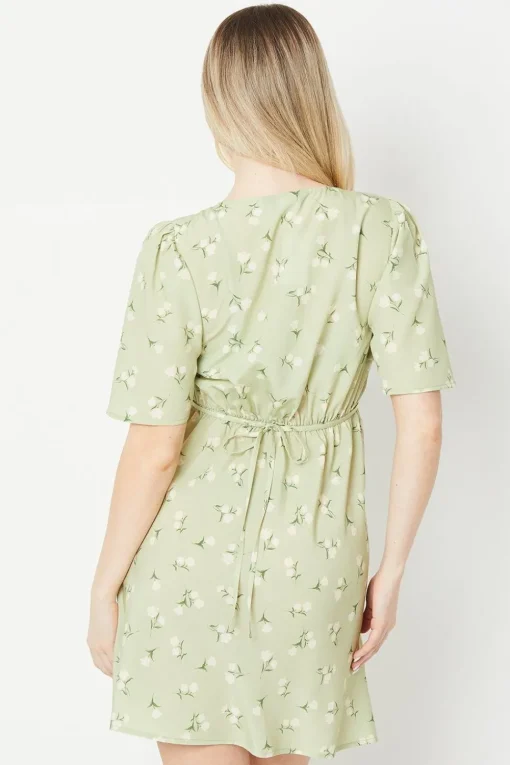 Sage Floral Empire Mini Dress