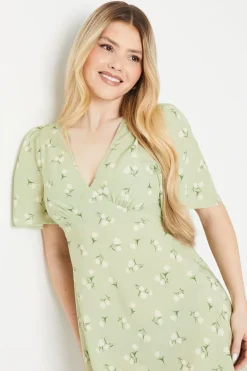 Sage Floral Empire Mini Dress