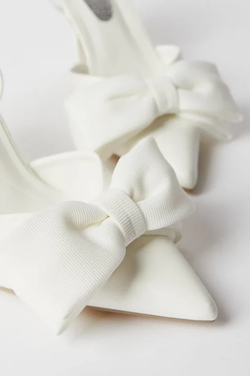 Saraya Bridal Bow Sling Back High Heeled Court Shoes
