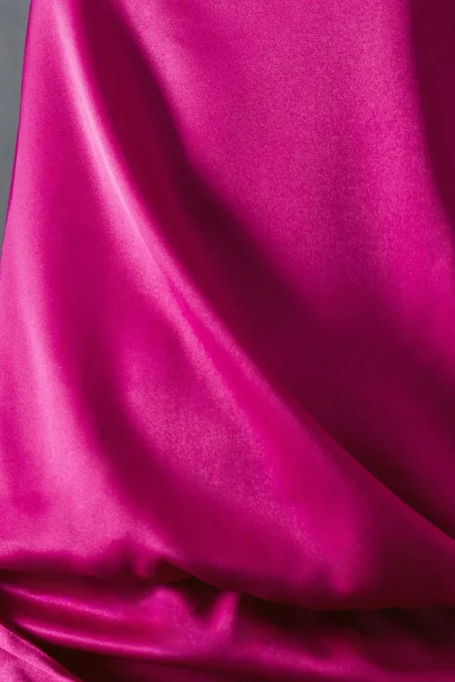Satin Asymmetric Off Shoulder Tie Skirt Mini Dress