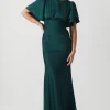Satin Back Crepe Double Sleeve Bridesmaid Dress