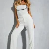 Satin Contrast Underbust Trim Top & Flare Leg Trouser Co-ord