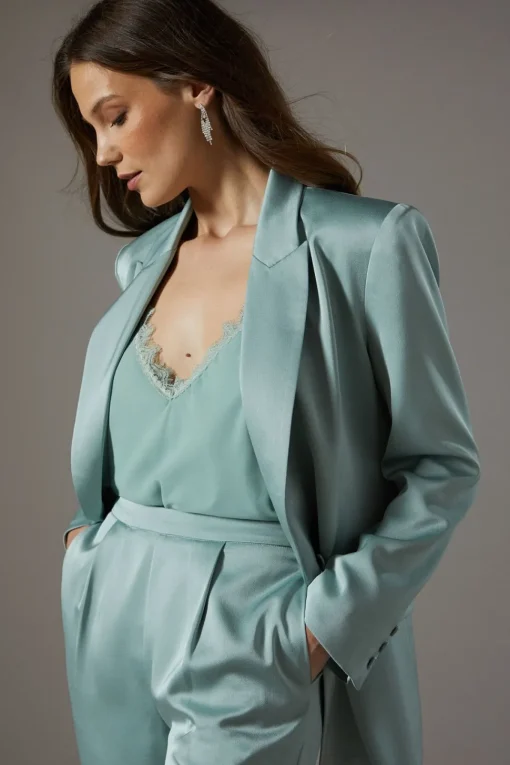 Satin Double Breasted Blazer