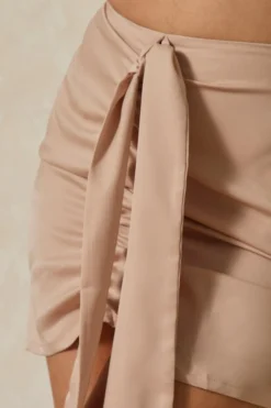 Satin Drape Detail Mini Skirt