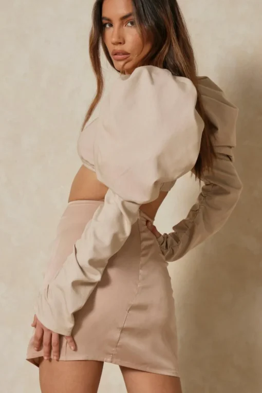 Satin Drape Detail Mini Skirt