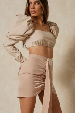 Satin Drape Detail Mini Skirt
