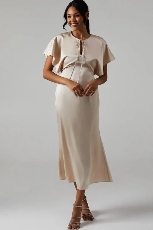 Satin Halter Bridesmaids Maxi Dress