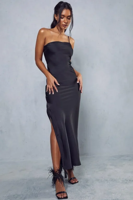 Satin One Shoulder Maxi Dress