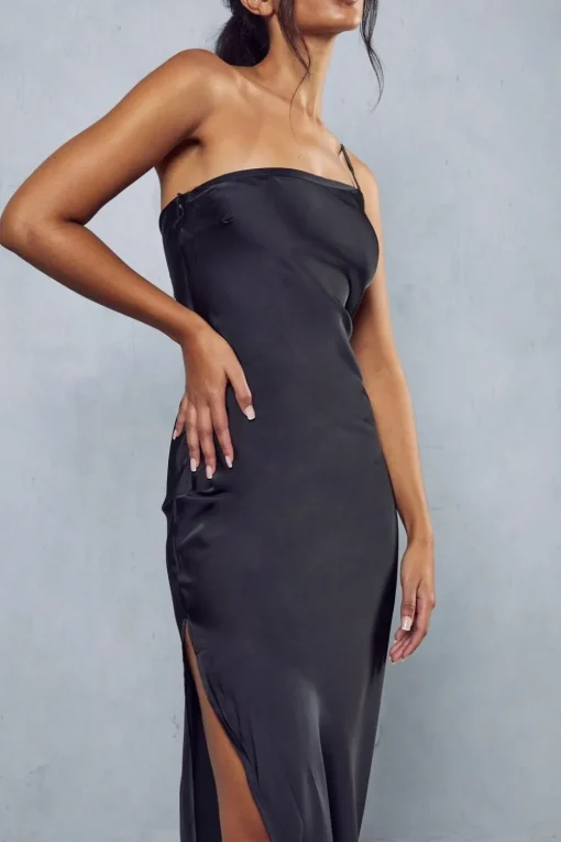 Satin One Shoulder Maxi Dress