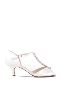 Satin 'Fantasy' Mid Kitten Heel T-bar Shoes