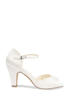 Satin 'Kyrie' High Block Heel Ankle Strap Peep Toe Sandals