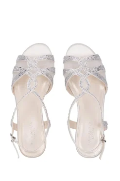Satin 'Wynter' Low Heel Crystal Sandals