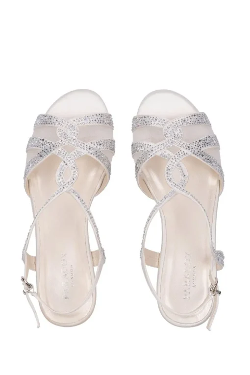 Satin 'Wynter' Low Heel Crystal Sandals