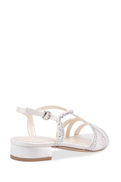 Satin 'Wynter' Low Heel Crystal Sandals