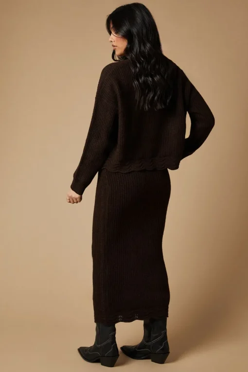 Scalloped Hem Knitted Skirt Co Ord