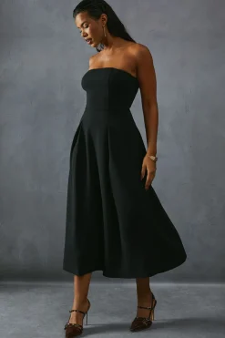 Scuba Crepe Pocket Detail Bandeau Maxi Dress