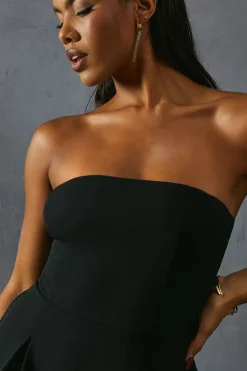 Scuba Crepe Pocket Detail Bandeau Maxi Dress