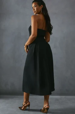 Scuba Crepe Pocket Detail Bandeau Maxi Dress