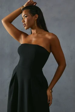 Scuba Crepe Pocket Detail Bandeau Maxi Dress