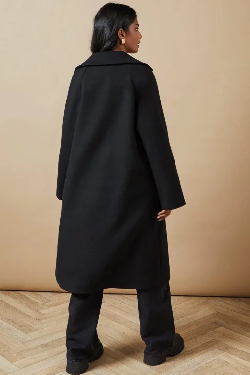 Self Covered Button Midi Dolly Coat