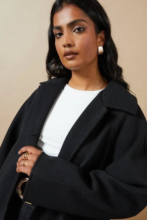 Self Covered Button Midi Dolly Coat