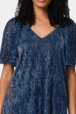 Semi Sheer Glittery Short Sleeve Top
