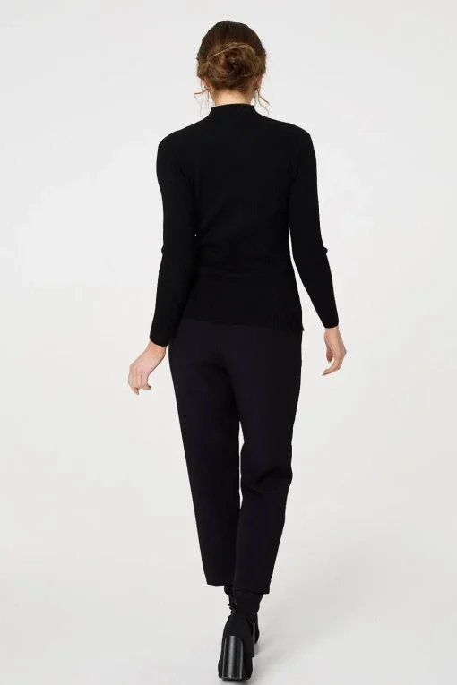Sequin Embellished High Neck Knit Top