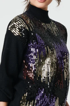 Sequin Embellished Puff Sleeve Jumper