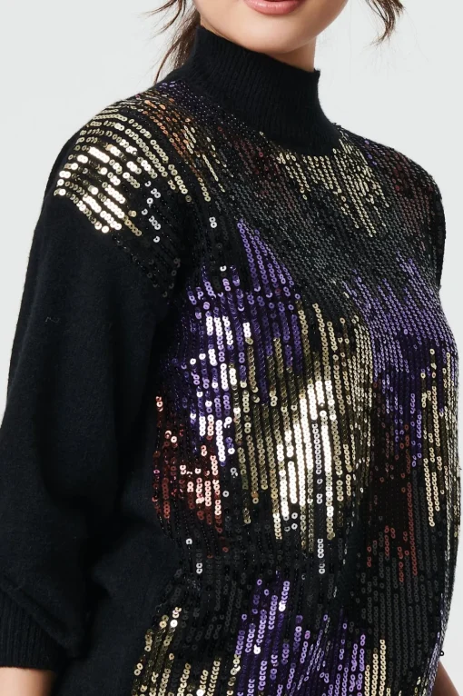 Sequin Embellished Puff Sleeve Jumper