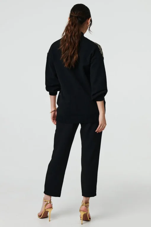 Sequin Embellished Puff Sleeve Jumper