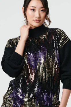 Sequin Embellished Puff Sleeve Jumper