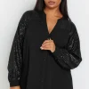 Sequin Sleeve Blouse