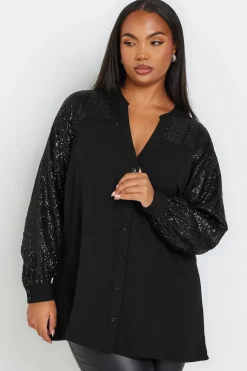 Sequin Sleeve Blouse