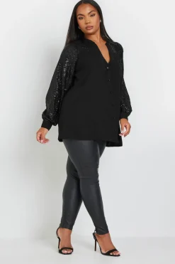 Sequin Sleeve Blouse