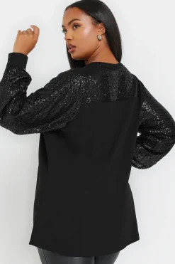 Sequin Sleeve Blouse