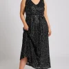 Sequin V-Neck Maxi Dress