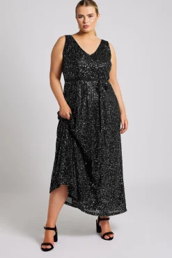 Sequin V-Neck Maxi Dress
