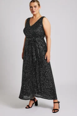 Sequin V-Neck Maxi Dress