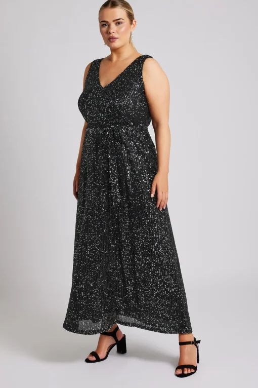 Sequin V-Neck Maxi Dress